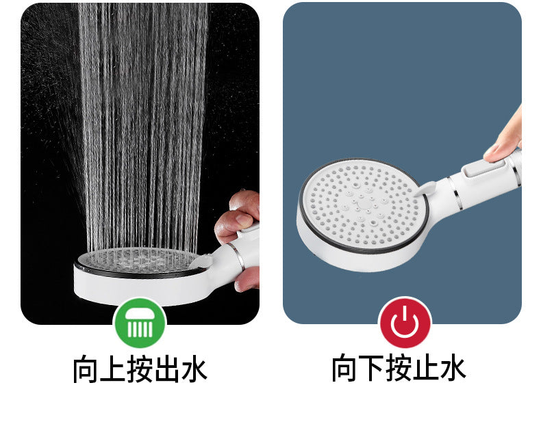 Bathroom Shower Head with Stop Button 5 Mode Anti Limestone Filter Hygienic Remove Chlorine Handheld Head Filtration Shower Head