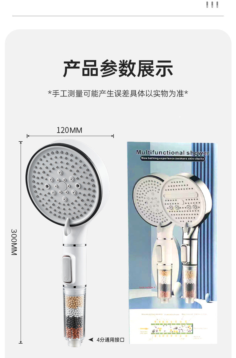 Bathroom Shower Head with Stop Button 5 Mode Anti Limestone Filter Hygienic Remove Chlorine Handheld Head Filtration Shower Head