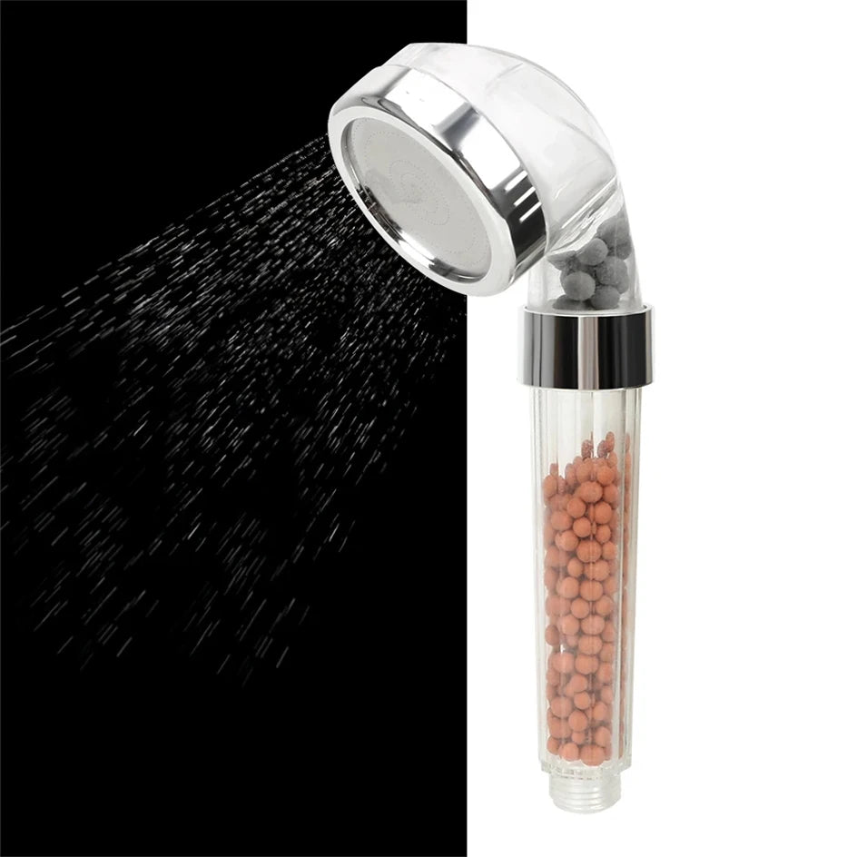 1pc Filtered Shower Head ABS High Pressure Water Saving Spray Handheld Clear Showerheads with With Filter Beads for Bathroom