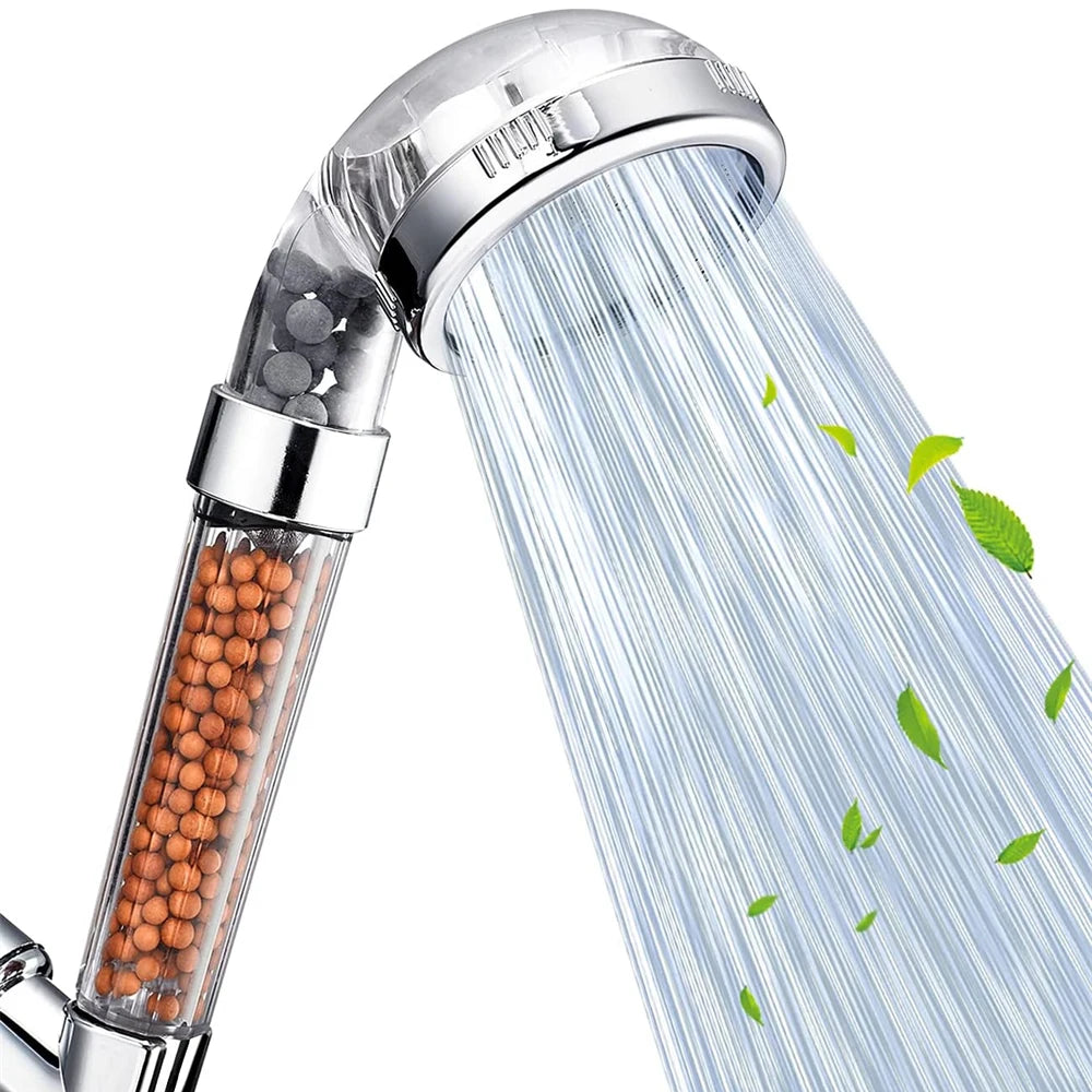 1pc Filtered Shower Head ABS High Pressure Water Saving Spray Handheld Clear Showerheads with With Filter Beads for Bathroom