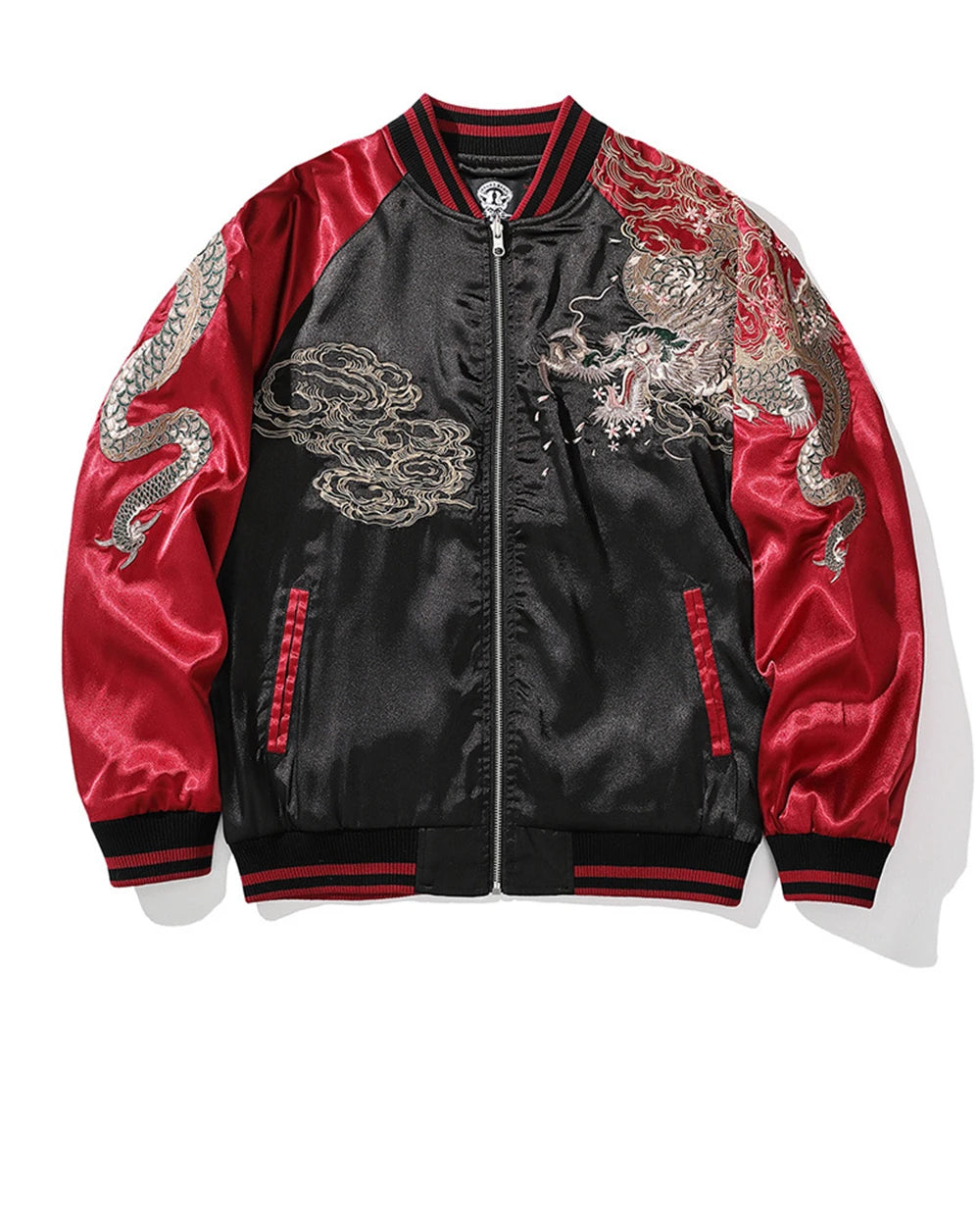 Vintage Streetwear Japanese Sukajan Souvenir Jacket 2025 Autumn Chinese Dragon Embroidered Jacket Loose Coat Varsity Jacket