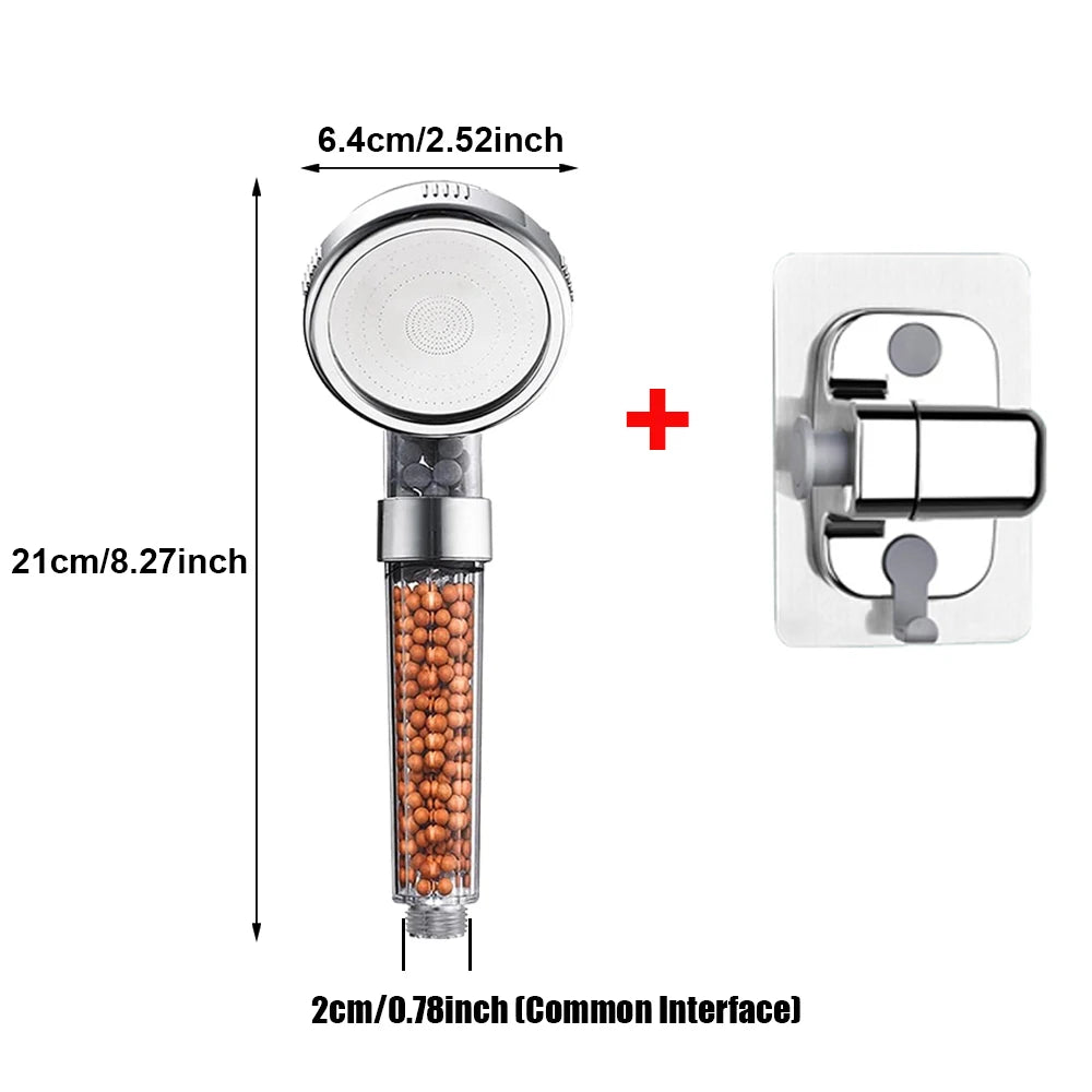 1pc Filtered Shower Head ABS High Pressure Water Saving Spray Handheld Clear Showerheads with With Filter Beads for Bathroom