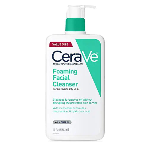 CeraVe Foaming Facial Cleanser Daily Face Wash for Oily Skin Hyaluronic Acid + Ceramides + Niacinamide Fragrance Free & Paraben Free Non-Drying Oil Control Face Wash 19 Fluid Ounce