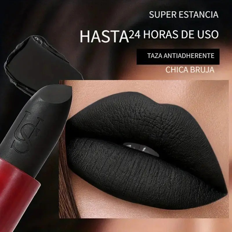 Black Waterproof Matte Lipstick - Long Lasting Gothic Style